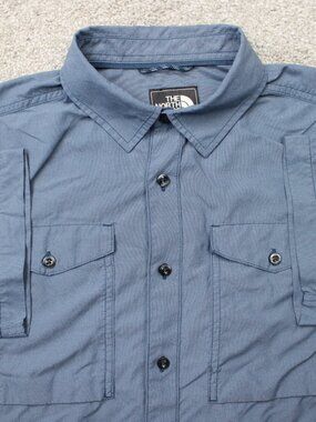 The North Face Shirt Men Medium Blue Monanock Utility Double Pocket Short Sleeve